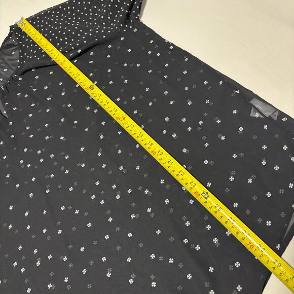 Old Navy Sheer Black Blouse Women’s XXL Long Sleeve Boho Peasant Top Ditsy Print - Picture 12 of 13